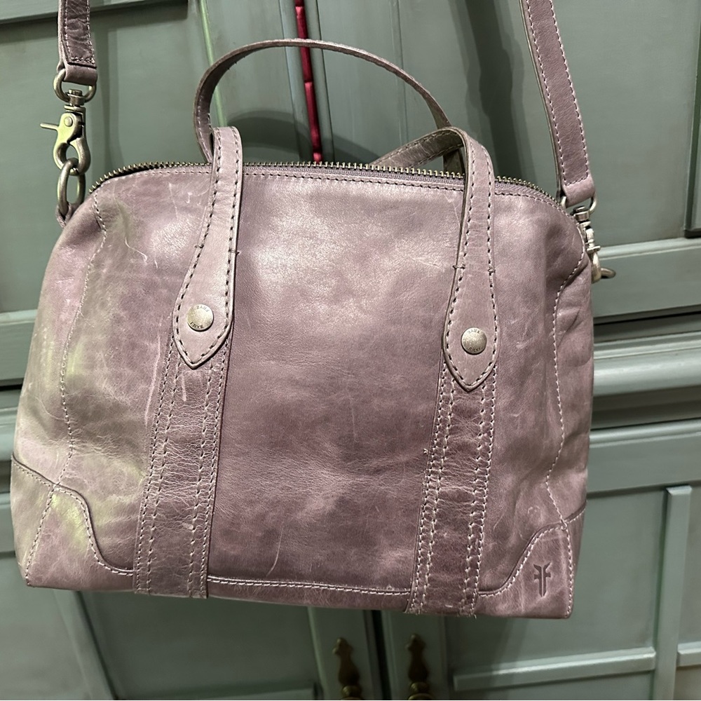 Grey frye bag with long abs shirt straps